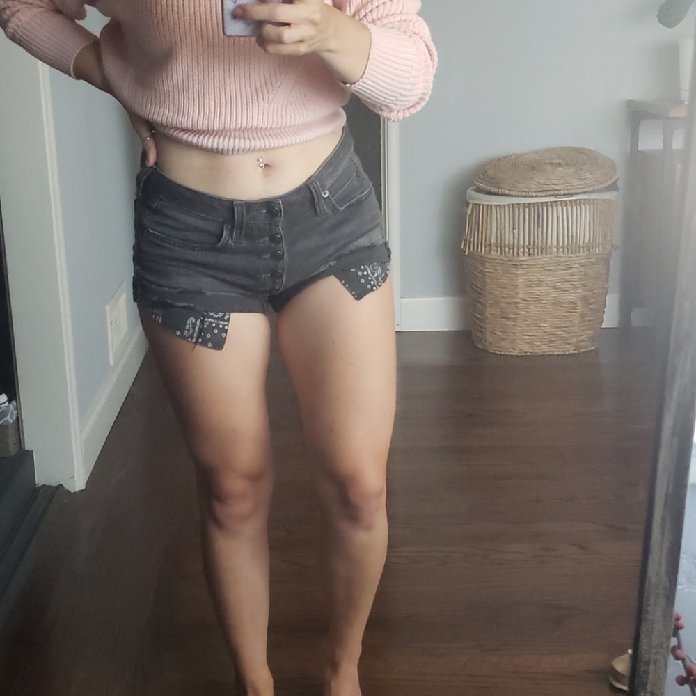Black jeans shorts